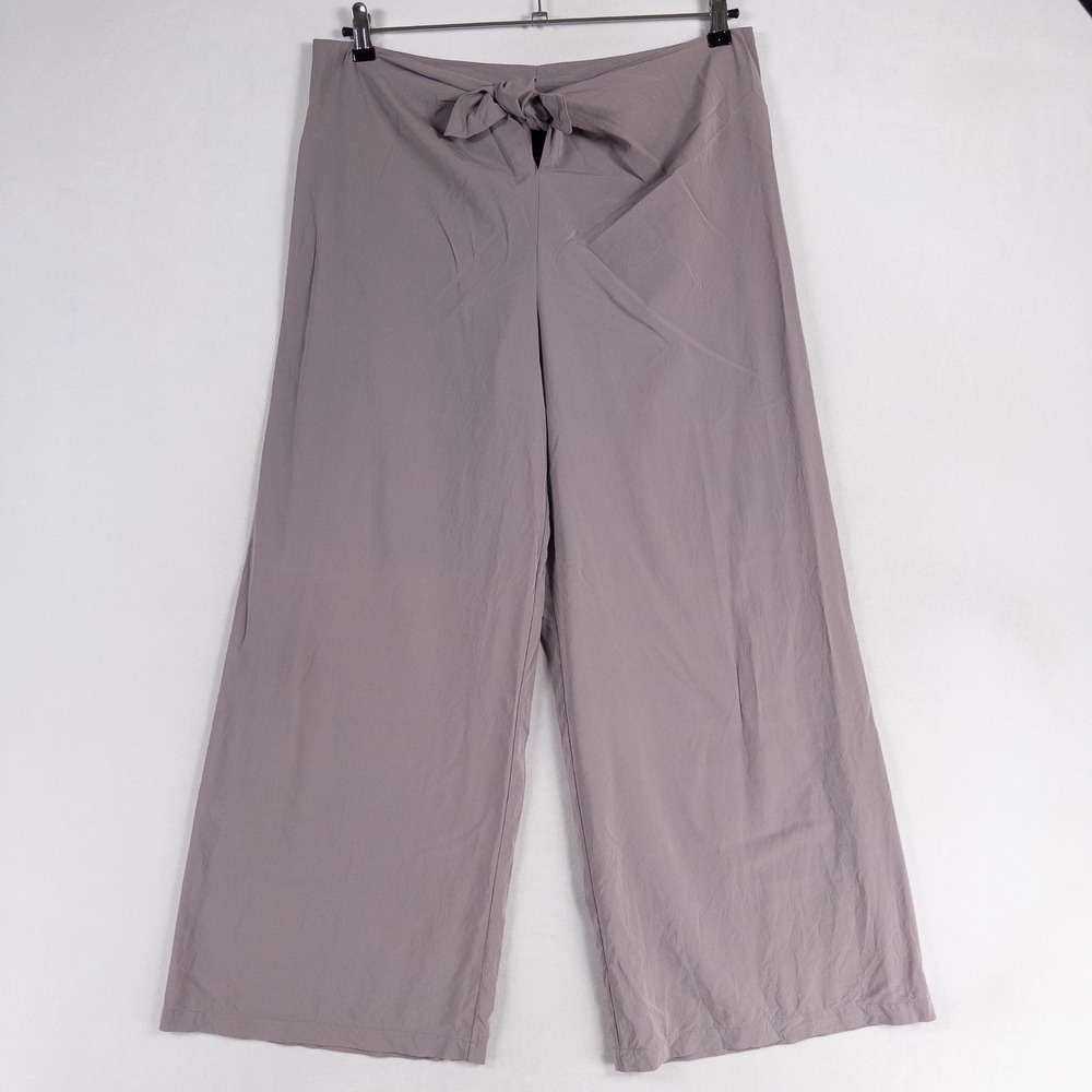 Peter Cohen Pants Womens Large Gray Silk Blend Wide Leg Tie Waist Minimalist